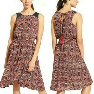 Athleta Red Martinique Dress Back Tassel Neck Ties
